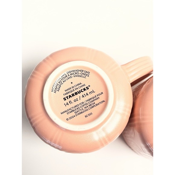 NEW Starbucks 2024 Embossed Curved Pastel Pink Pearlescent 14oz Mug SET OF 2 - Picture 10 of 11